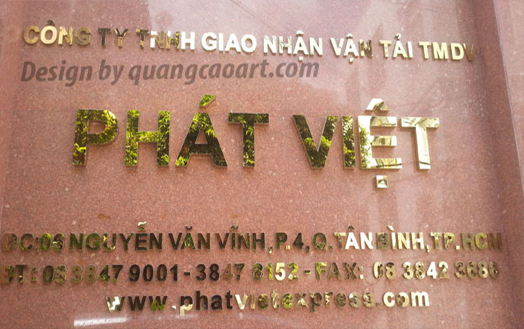 Thi công bảng hiệu chữ nổi inox, công ty Phát Việt, Q. Tân Bình