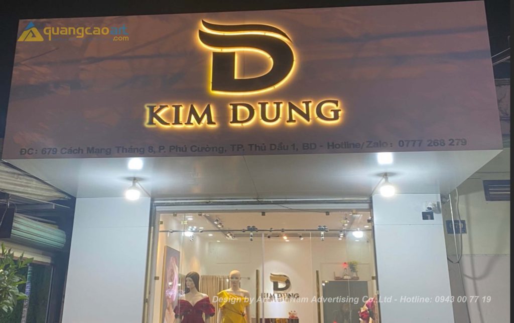 Thi công bảng hiệu shop thời trang Kim Dung